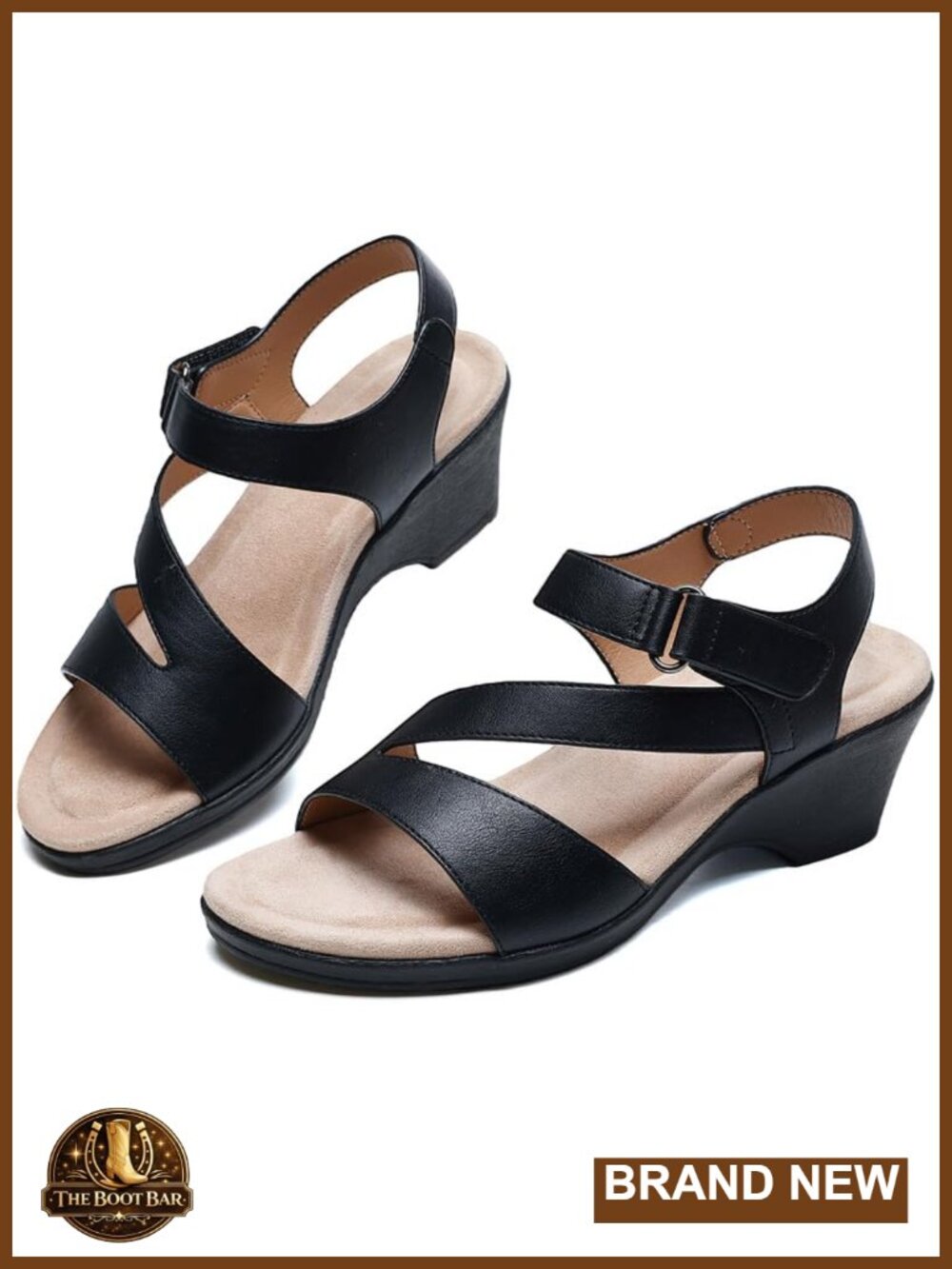 Wedge Sandals for Women 2-Inch Platform Leather Dress Shoes Wide Toe Arch